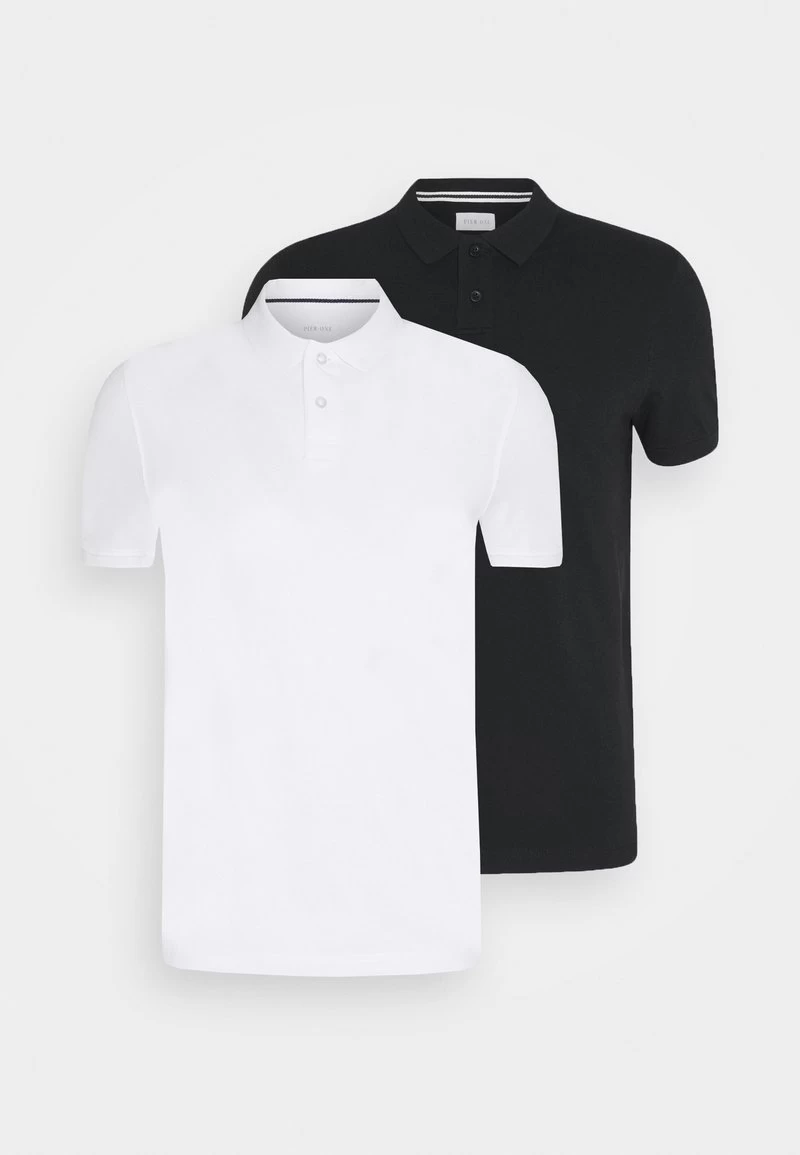 Pier One 2 PACK - Poloshirt - White/black