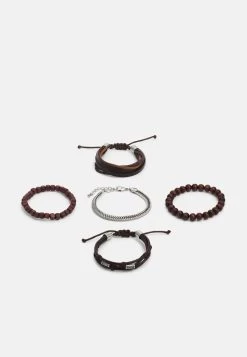 Pier One 5PACK - Armband - Brown, Silver-coloured