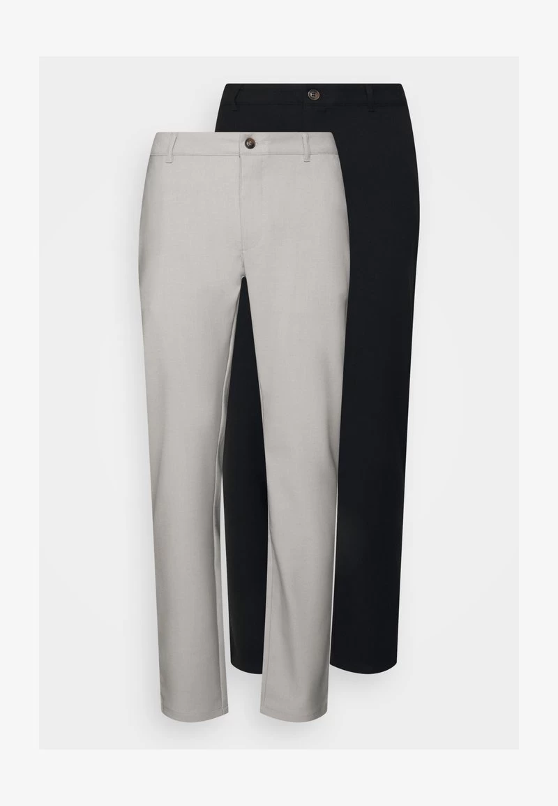 Pier One 2 PACK - Stoffhose - Mottled Light Grey/black